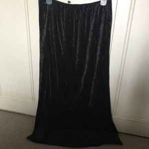 Black velvet knee length skirt